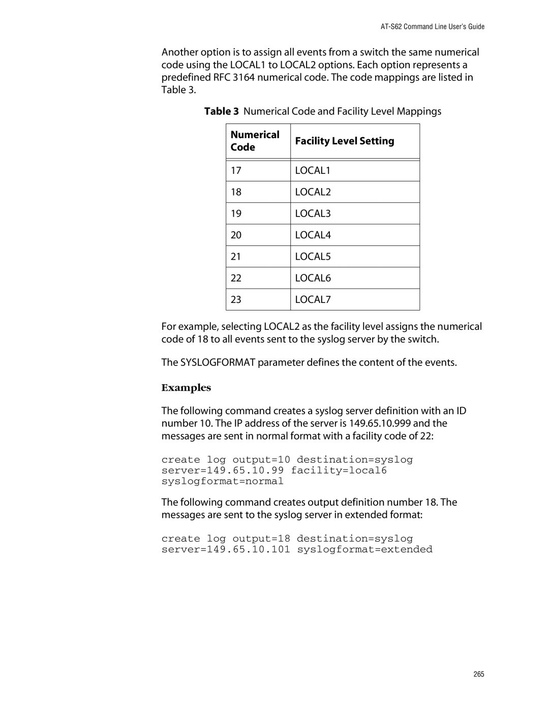 Allied Telesis management software layer 2+ fast ethernet switches manual LOCAL1 LOCAL2 LOCAL3 LOCAL4 LOCAL5 LOCAL6 LOCAL7 