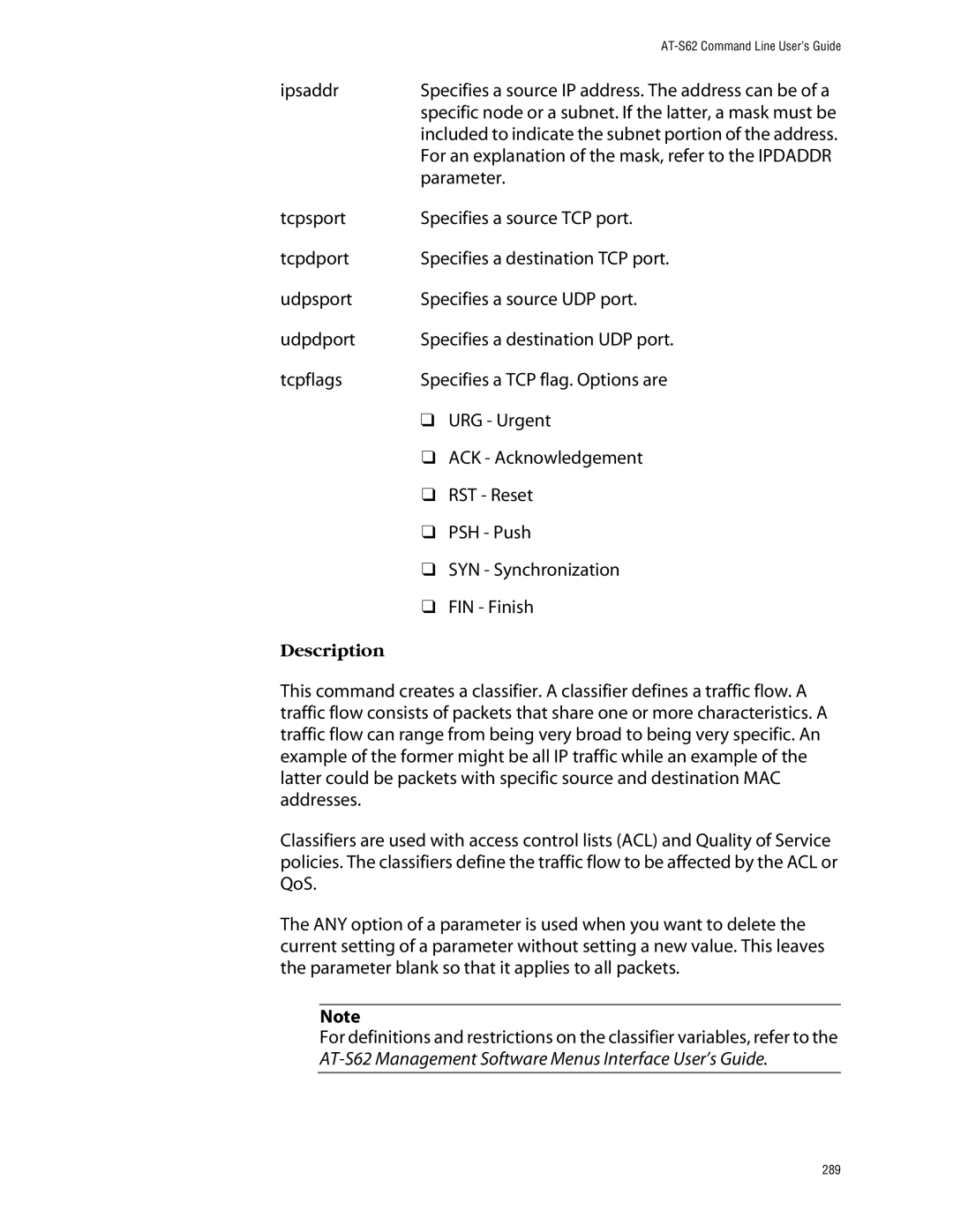 Allied Telesis management software layer 2+ fast ethernet switches manual Ipsaddr, Parameter 