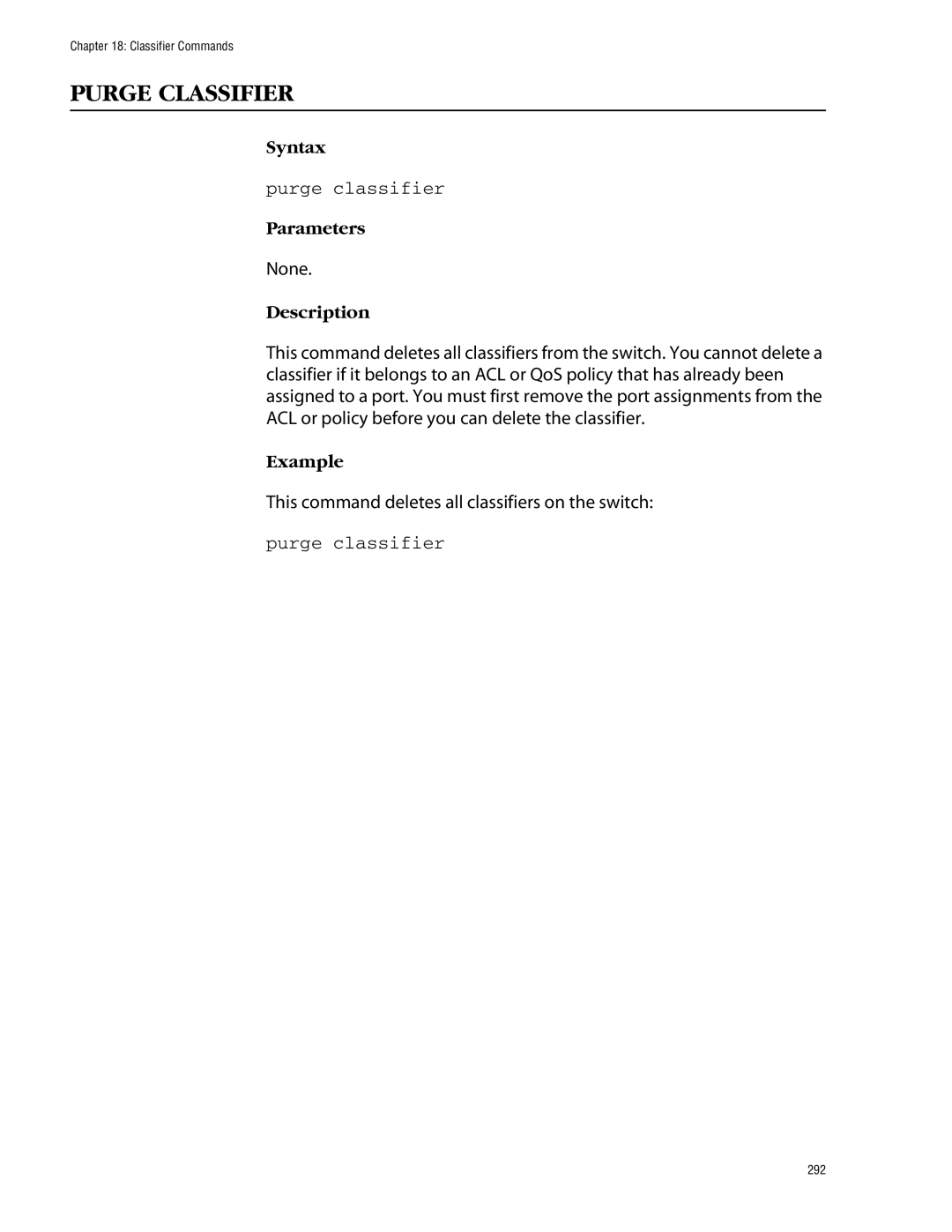 Allied Telesis management software layer 2+ fast ethernet switches manual Purge Classifier, Purge classifier 