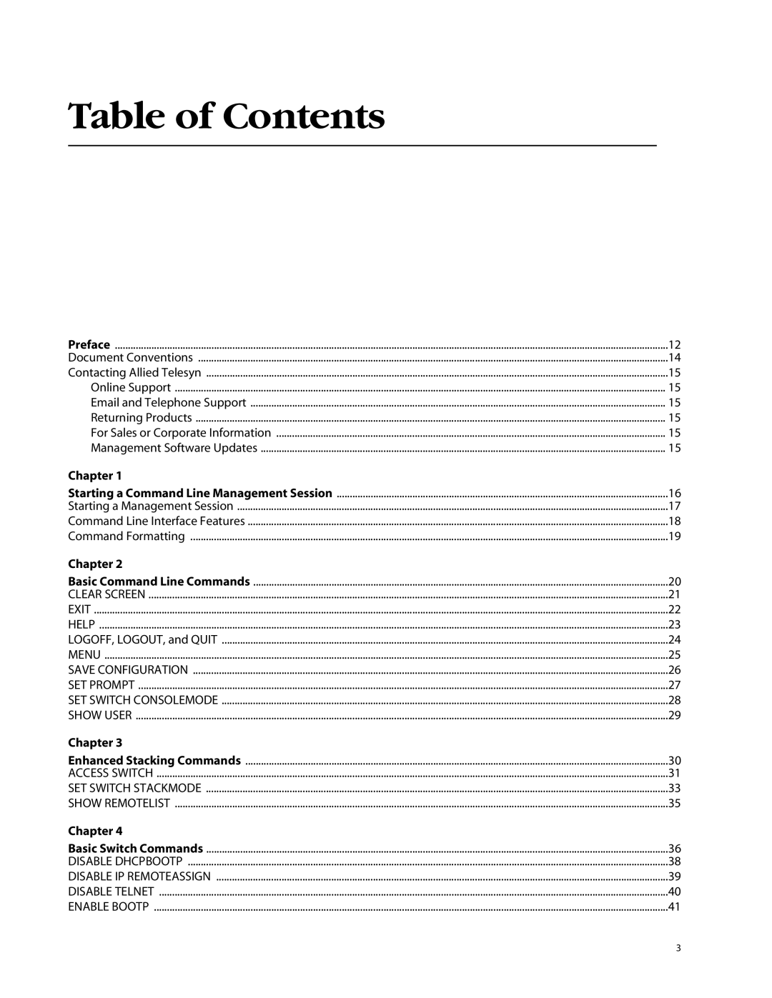 Allied Telesis management software layer 2+ fast ethernet switches manual Table of Contents 