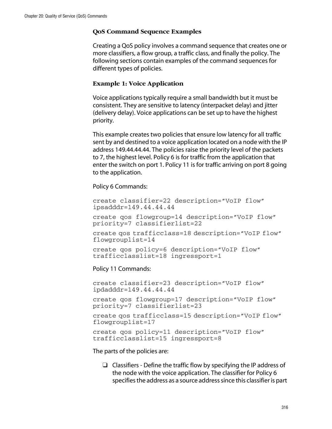 Allied Telesis management software layer 2+ fast ethernet switches manual Policy 11 Commands, Parts of the policies are 