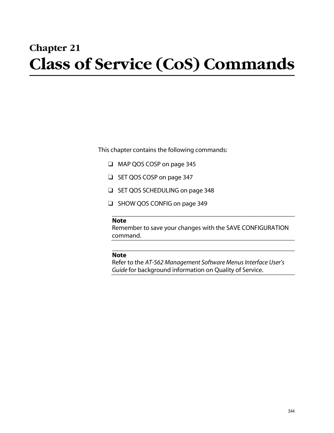 Allied Telesis management software layer 2+ fast ethernet switches manual Class of Service CoS Commands 