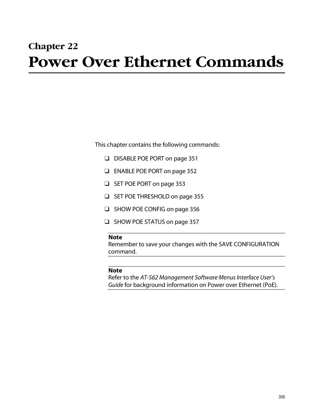 Allied Telesis management software layer 2+ fast ethernet switches manual Power Over Ethernet Commands 