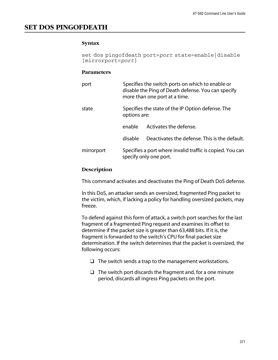 Allied Telesis management software layer 2+ fast ethernet switches manual SET DOS Pingofdeath 