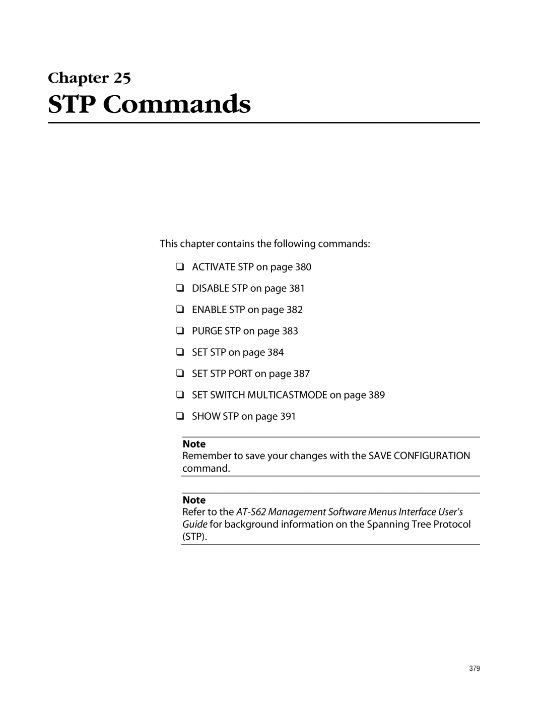 Allied Telesis management software layer 2+ fast ethernet switches manual STP Commands 