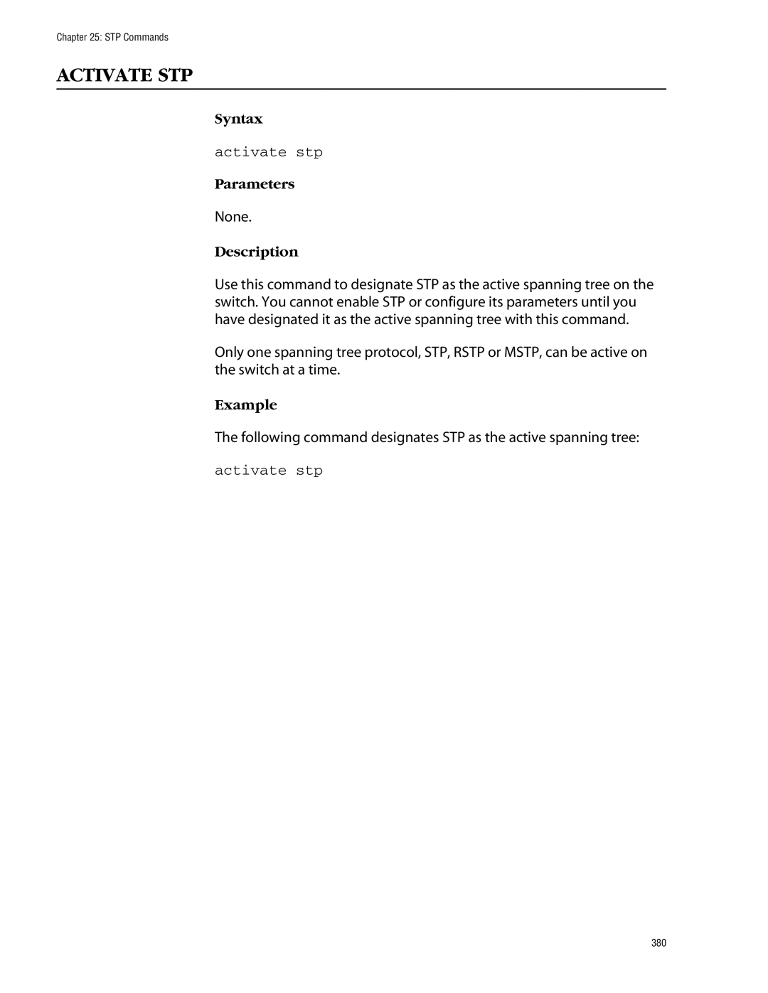 Allied Telesis management software layer 2+ fast ethernet switches manual Activate STP, Activate stp 