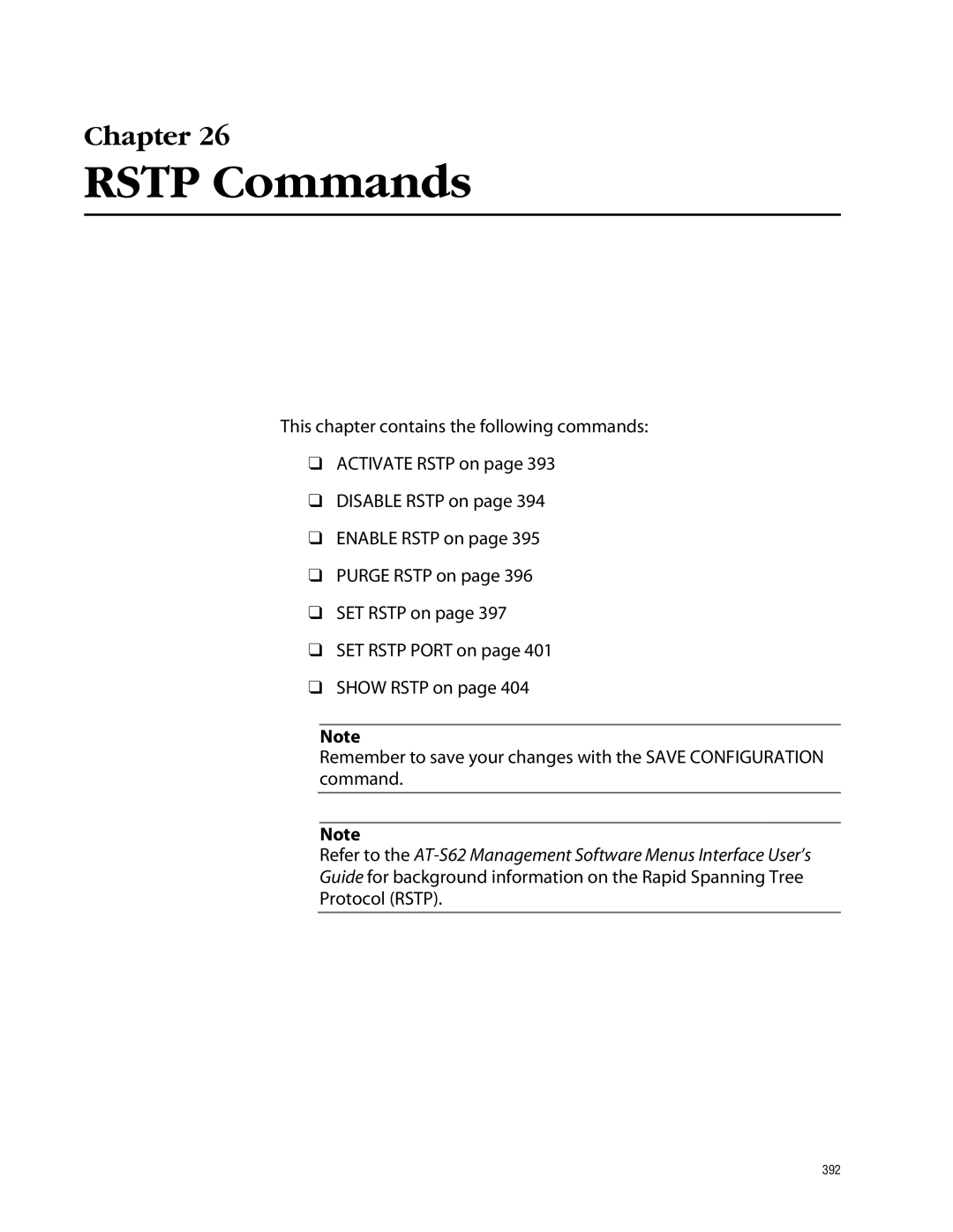 Allied Telesis management software layer 2+ fast ethernet switches manual Rstp Commands 