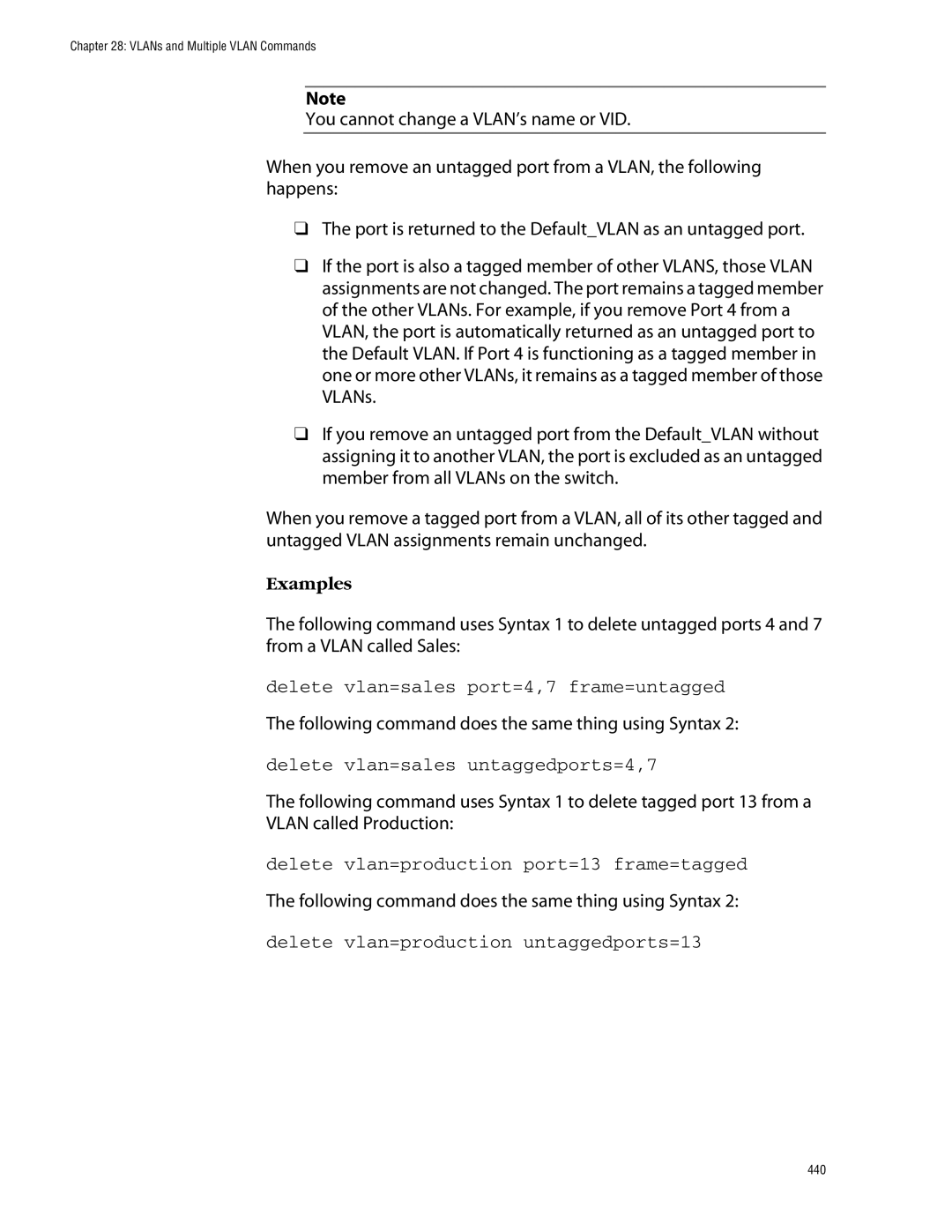 Allied Telesis management software layer 2+ fast ethernet switches manual Delete vlan=sales port=4,7 frame=untagged 