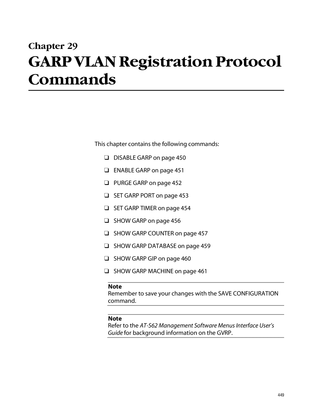 Allied Telesis management software layer 2+ fast ethernet switches manual Garp Vlan Registration Protocol Commands 