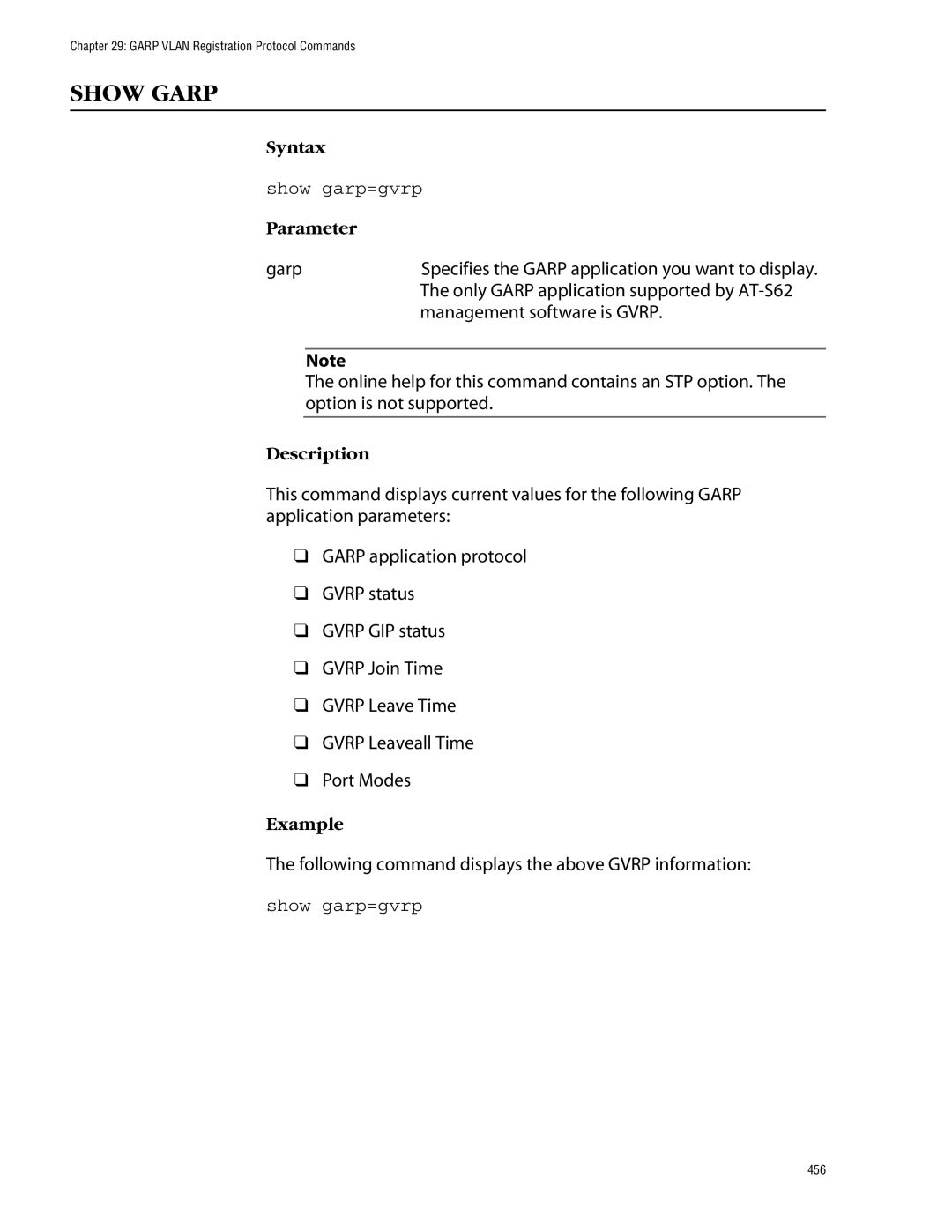 Allied Telesis management software layer 2+ fast ethernet switches manual Show Garp, Show garp=gvrp 