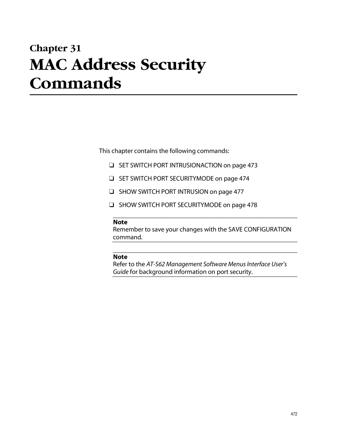 Allied Telesis management software layer 2+ fast ethernet switches manual MAC Address Security Commands 