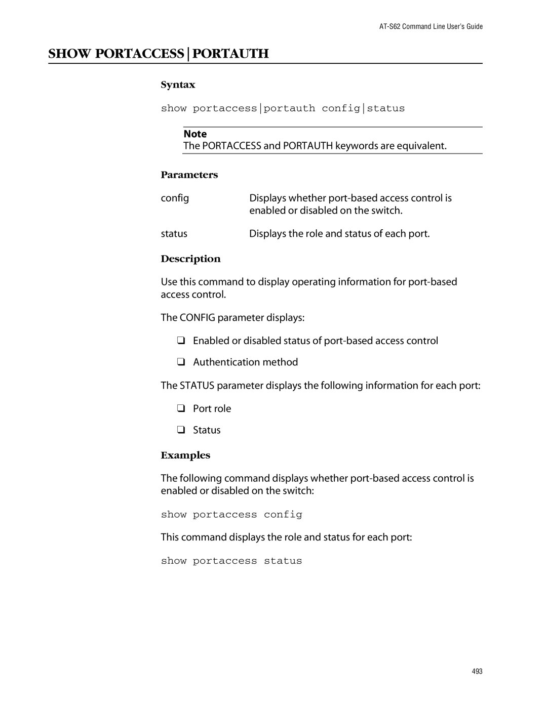 Allied Telesis management software layer 2+ fast ethernet switches manual Show Portaccessportauth, Show portaccess config 