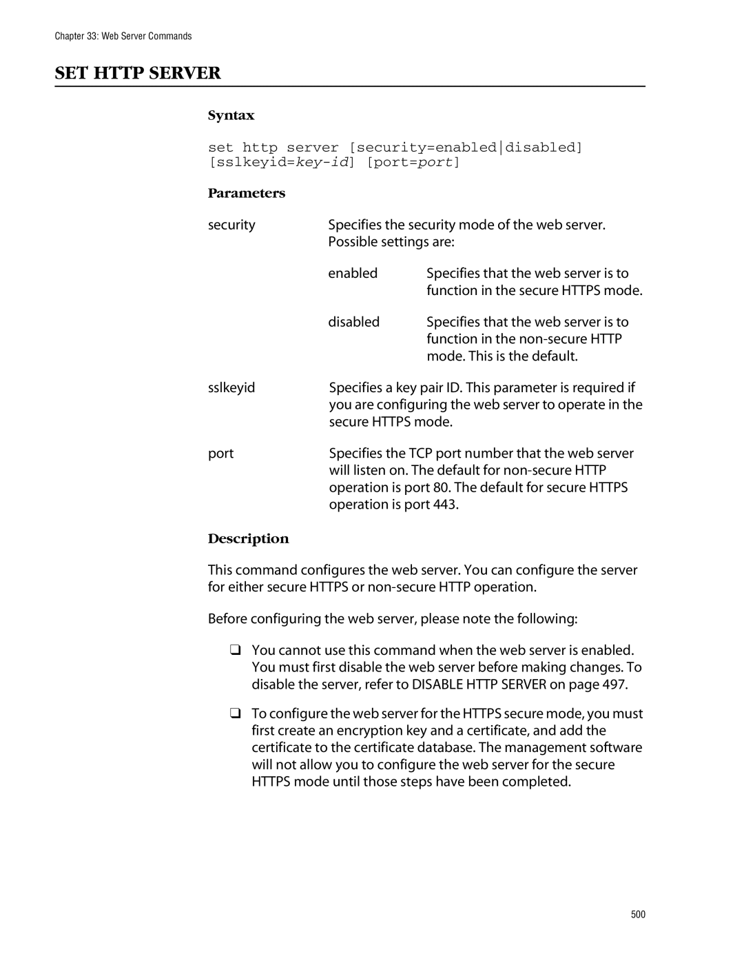 Allied Telesis management software layer 2+ fast ethernet switches manual SET Http Server, Secure Https mode 