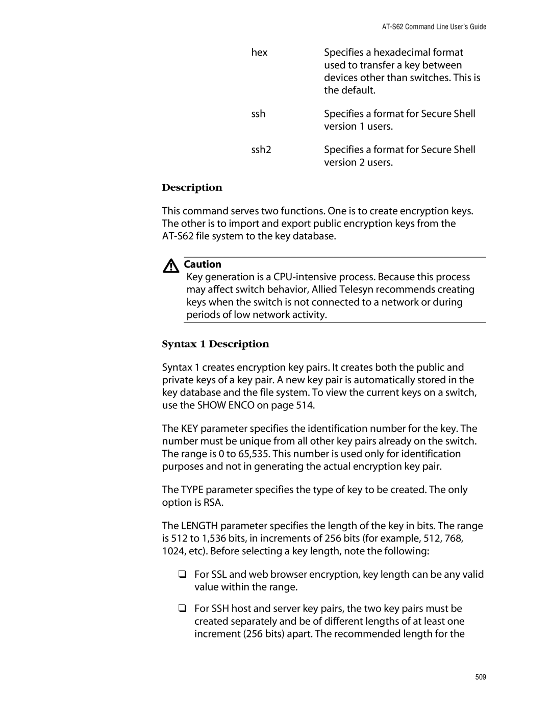 Allied Telesis management software layer 2+ fast ethernet switches manual Version 1 users, Ssh2, Version 2 users 