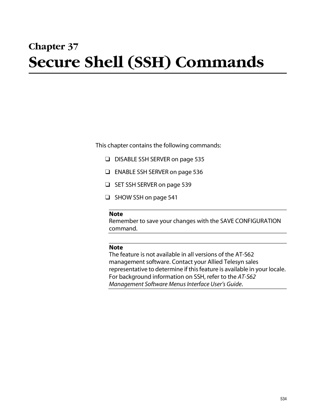 Allied Telesis management software layer 2+ fast ethernet switches manual Secure Shell SSH Commands 