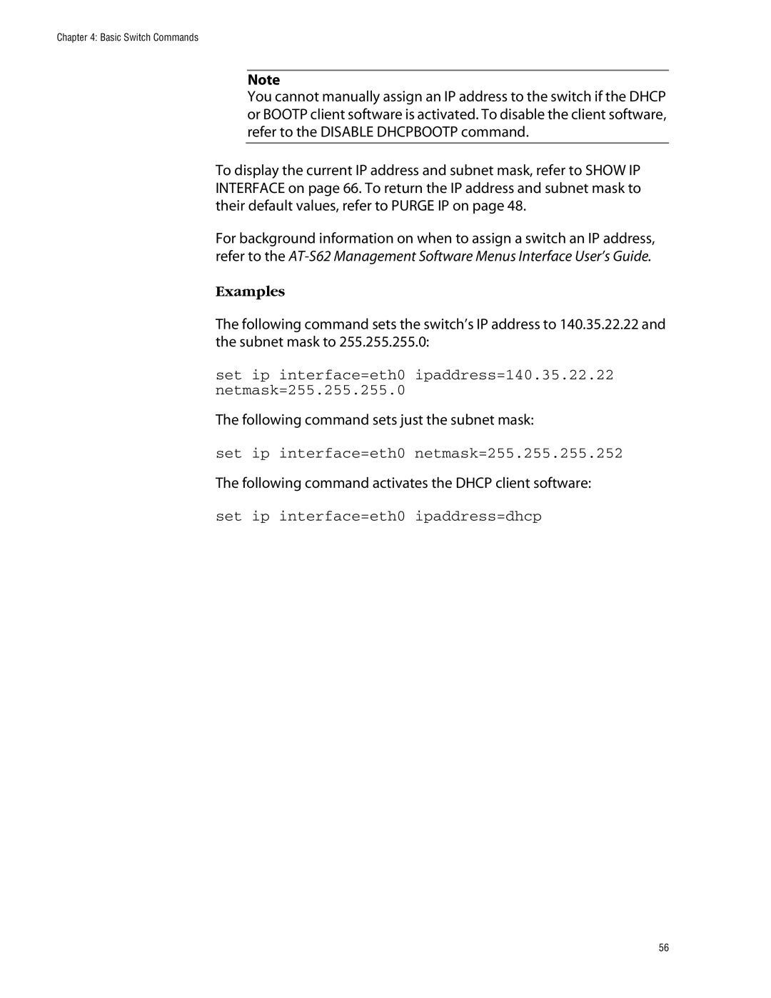 Allied Telesis management software layer 2+ fast ethernet switches manual Following command sets just the subnet mask 