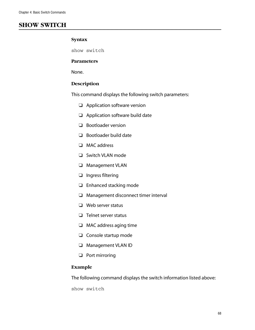 Allied Telesis management software layer 2+ fast ethernet switches manual Show Switch, Show switch 