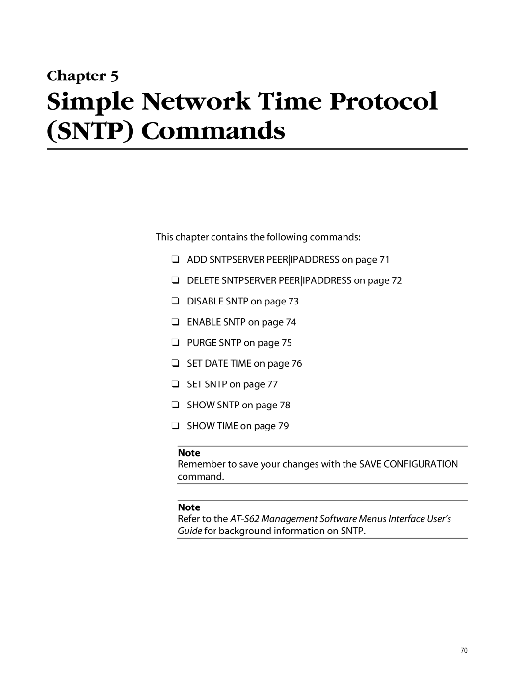 Allied Telesis management software layer 2+ fast ethernet switches manual Simple Network Time Protocol Sntp Commands 