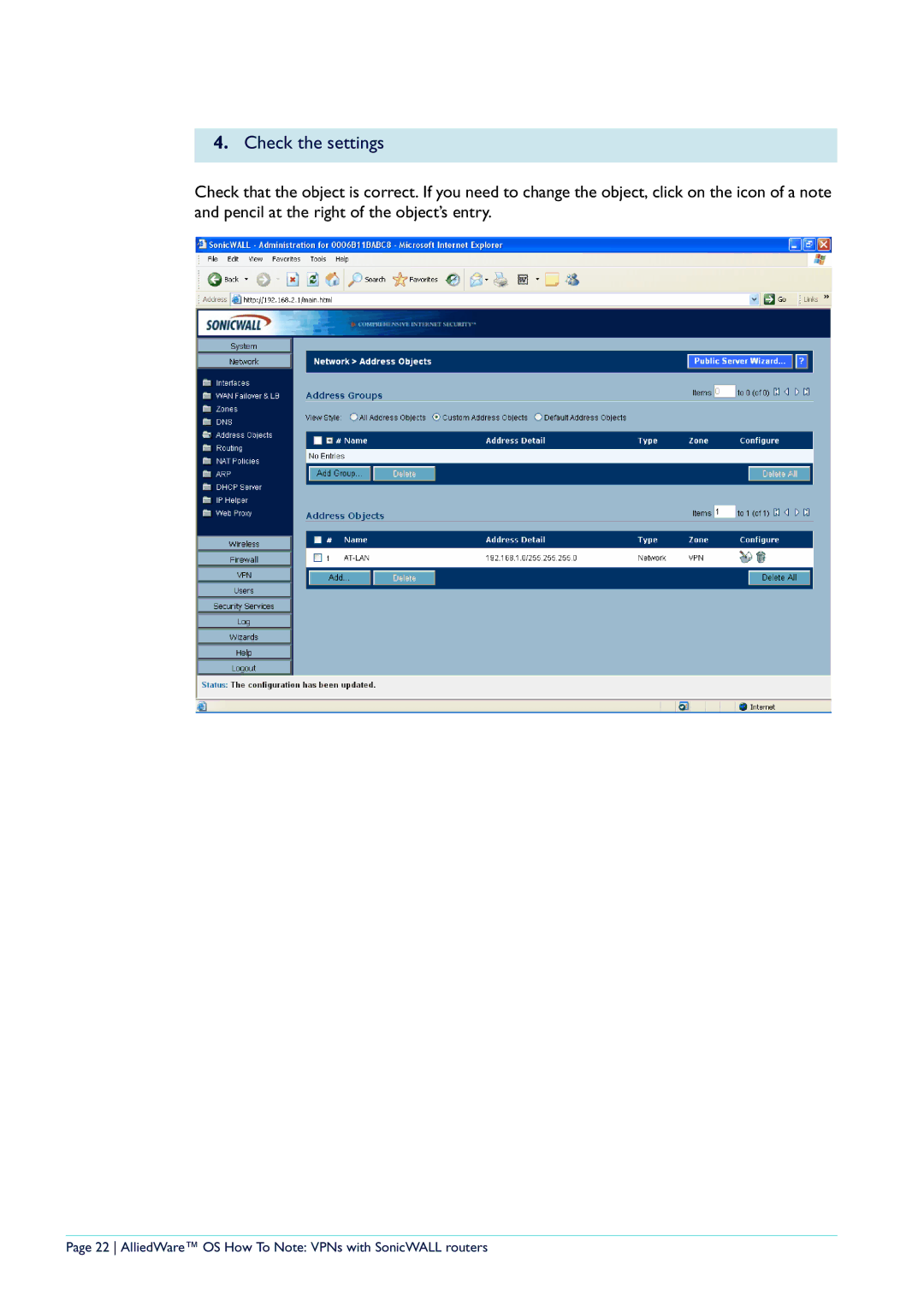 Allied Telesis NetScreen Routers manual AlliedWare OS How To Note VPNs with SonicWALL routers 