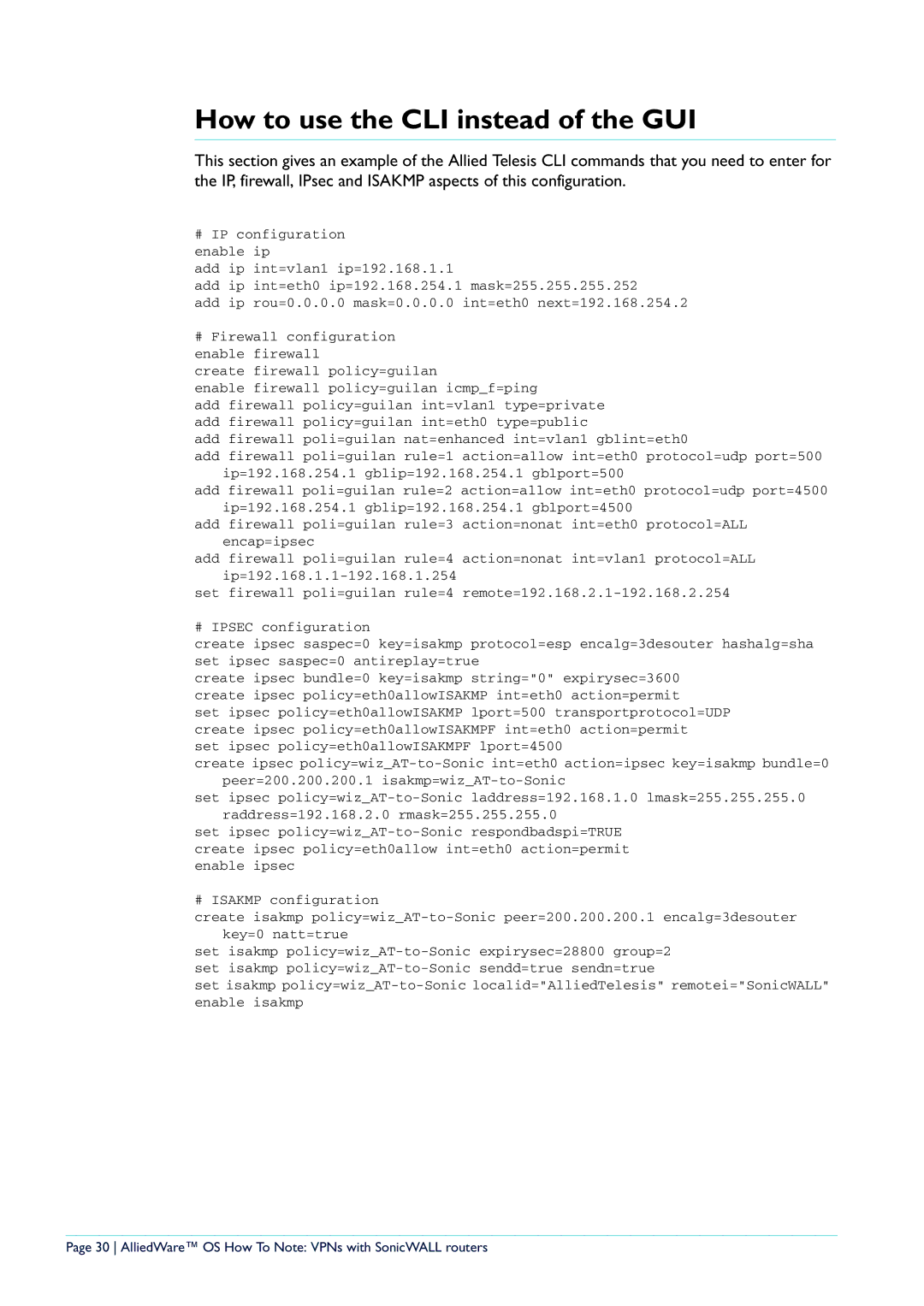 Allied Telesis NetScreen Routers manual How to use the CLI instead of the GUI 