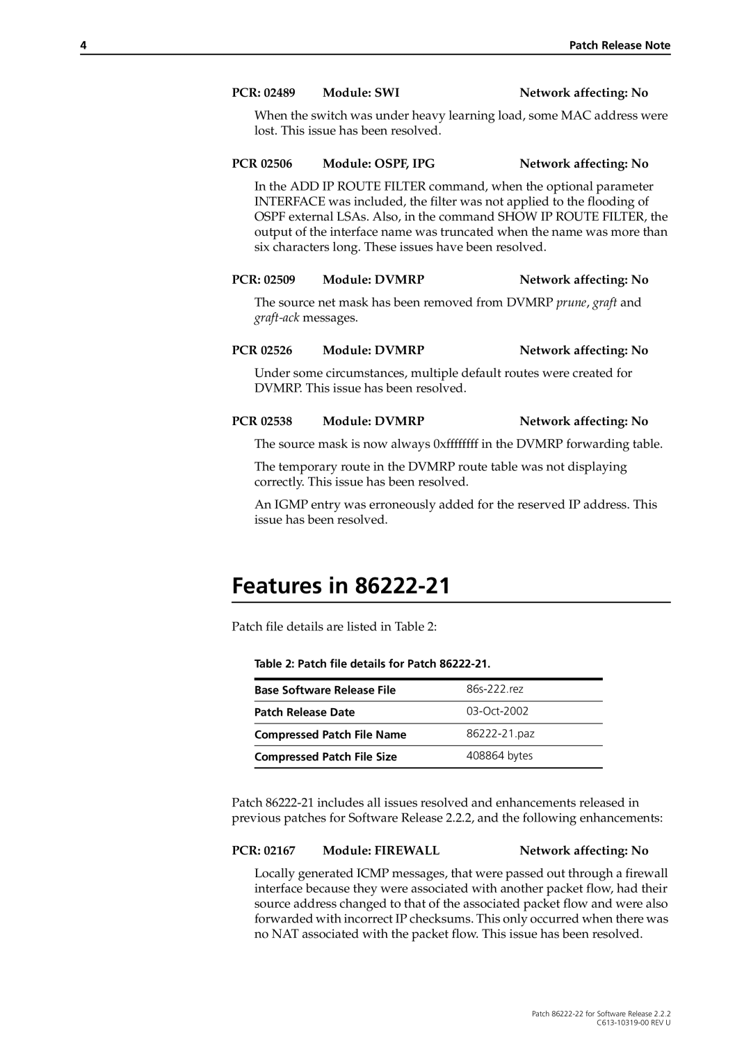 Allied Telesis R800 Series PCR Module Dvmrp Network affecting No, Source net mask has been removed from Dvmrp prune, graft 