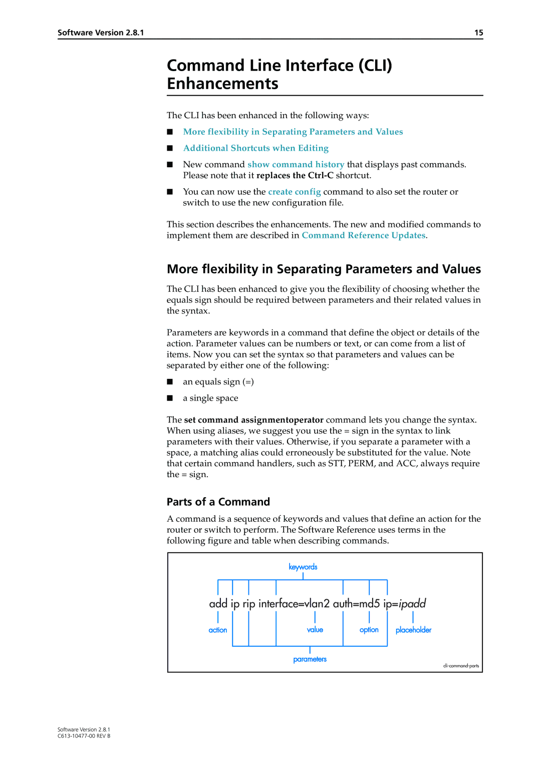 Allied Telesis AT-8800 manual Command Line Interface CLI Enhancements, More flexibility in Separating Parameters and Values 