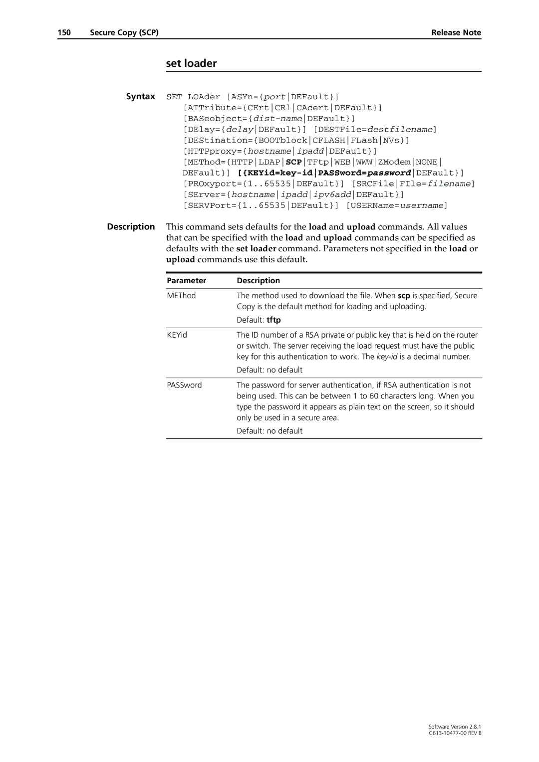 Allied Telesis AT-9800, RAPIER I, X900-48FE Set loader, Copy is the default method for loading and uploading, Default tftp 