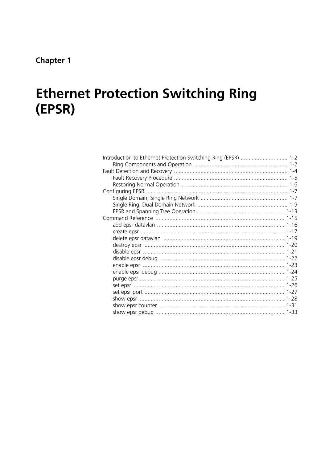 Allied Telesis AT-8800, RAPIER I, X900-48FE, AT-8900 manual Chapter, Introduction to Ethernet Protection Switching Ring Epsr 