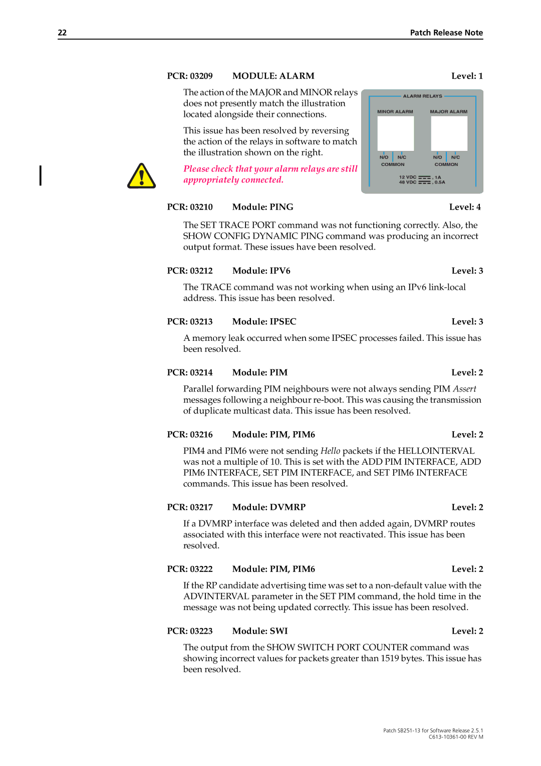 Allied Telesis SB251-13 manual PCR Module Ping Level, PCR Module PIM, PIM6 Level, PCR 03217 Module Dvmrp Level 