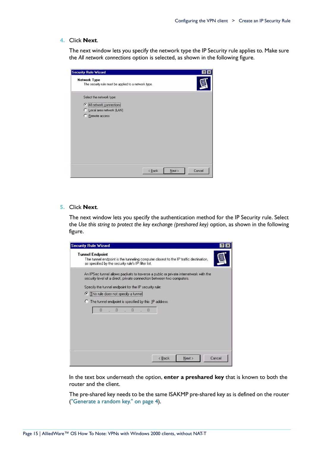 Allied Telesis VPN manual Click Next 