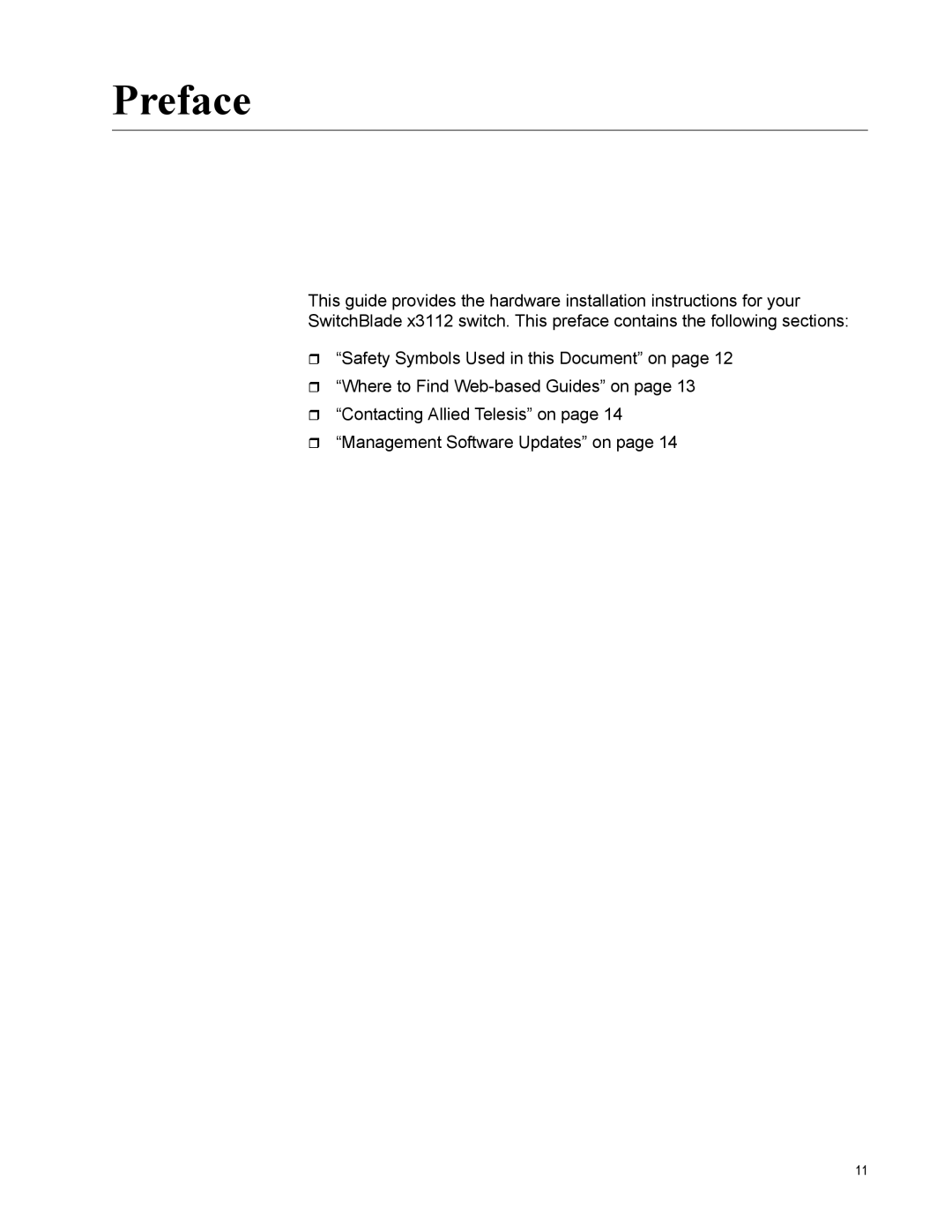 Allied Telesis AT-SBX3161, X3112, AT-SBX31FAN, AT-SBX31GP24, AT-SBX31XZ4, AT-SBX3165, AT-SBX31CFC manual Preface 