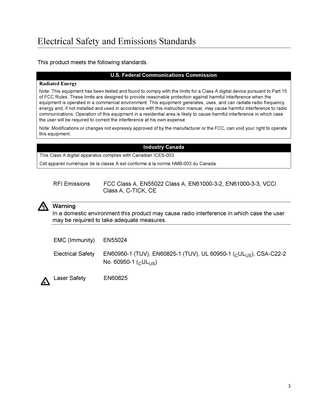 Allied Telesis x600-24Ts-POE manual Electrical Safety and Emissions Standards 