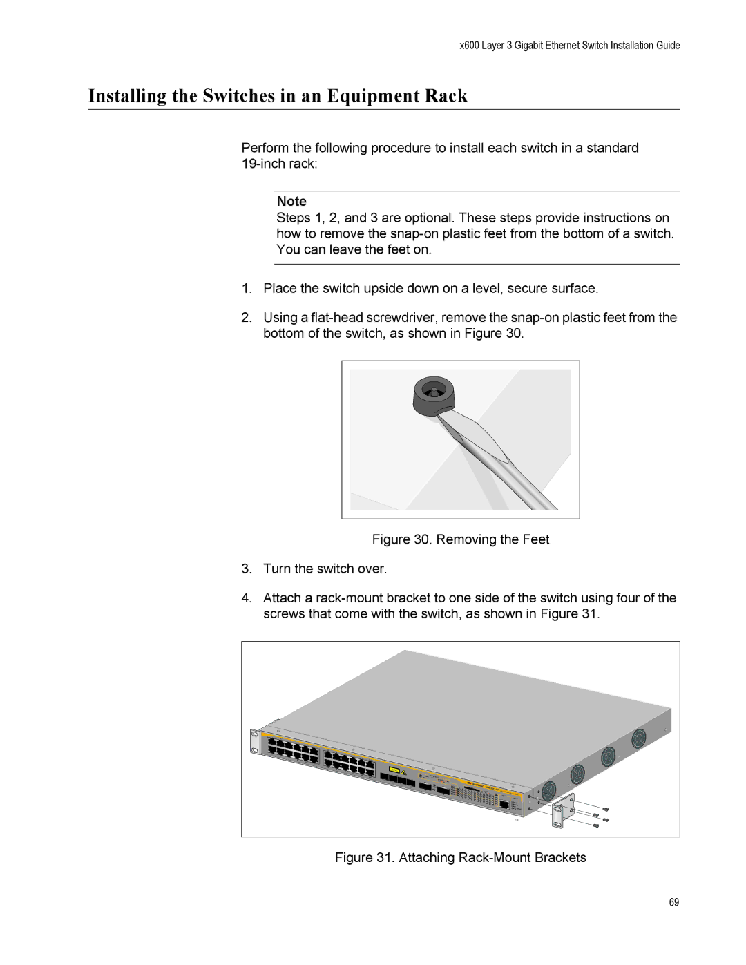 Allied Telesis x600-24Ts-POE manual Installing the Switches in an Equipment Rack, Actactivity 