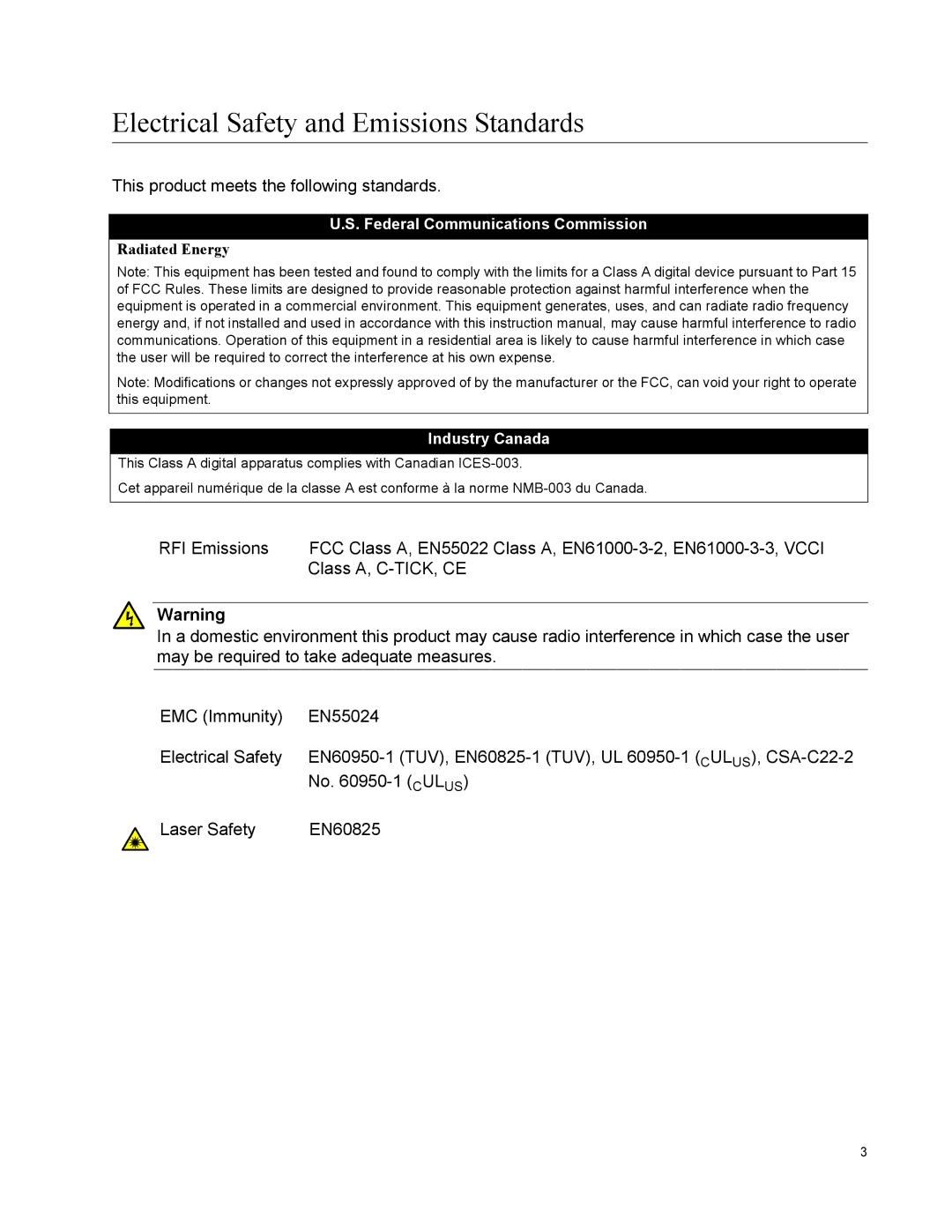 Allied Telesis X600-24TS-POE+, x600-48Ts, x600-24Ts/XP, x600-24Ts-POE, X600-48TS/XP Electrical Safety and Emissions Standards 