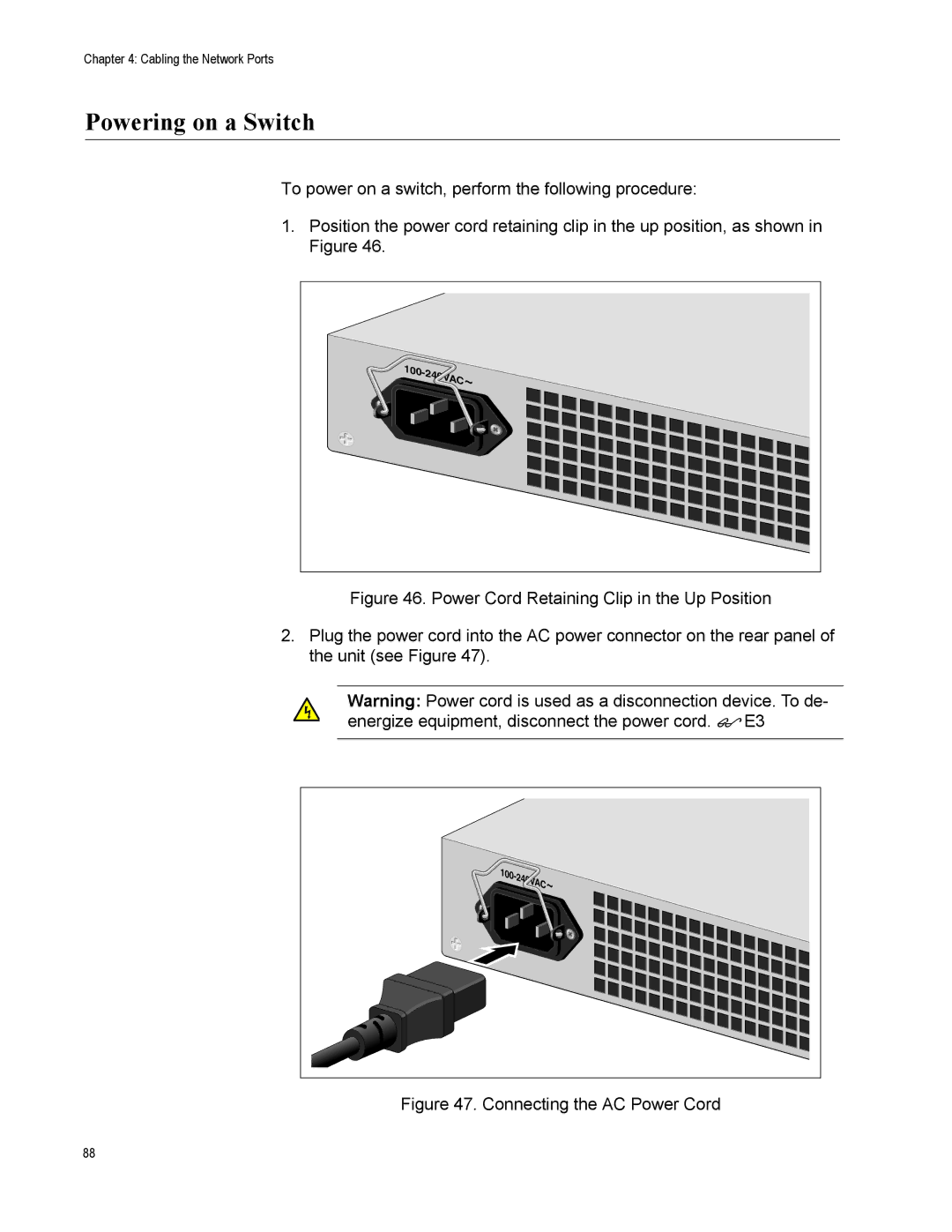 Allied Telesis X600-24TS, x600-48Ts, x600-24Ts/XP, x600-24Ts-POE manual Powering on a Switch, Connecting the AC Power Cord 