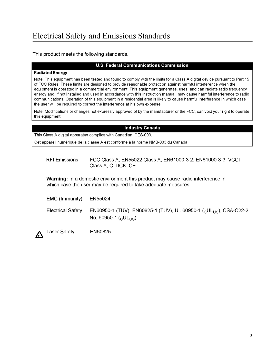 Allied Telesis X600-48TS/XP, x600-48Ts, x600-24Ts/XP, X600-24TS manual Electrical Safety and Emissions Standards 