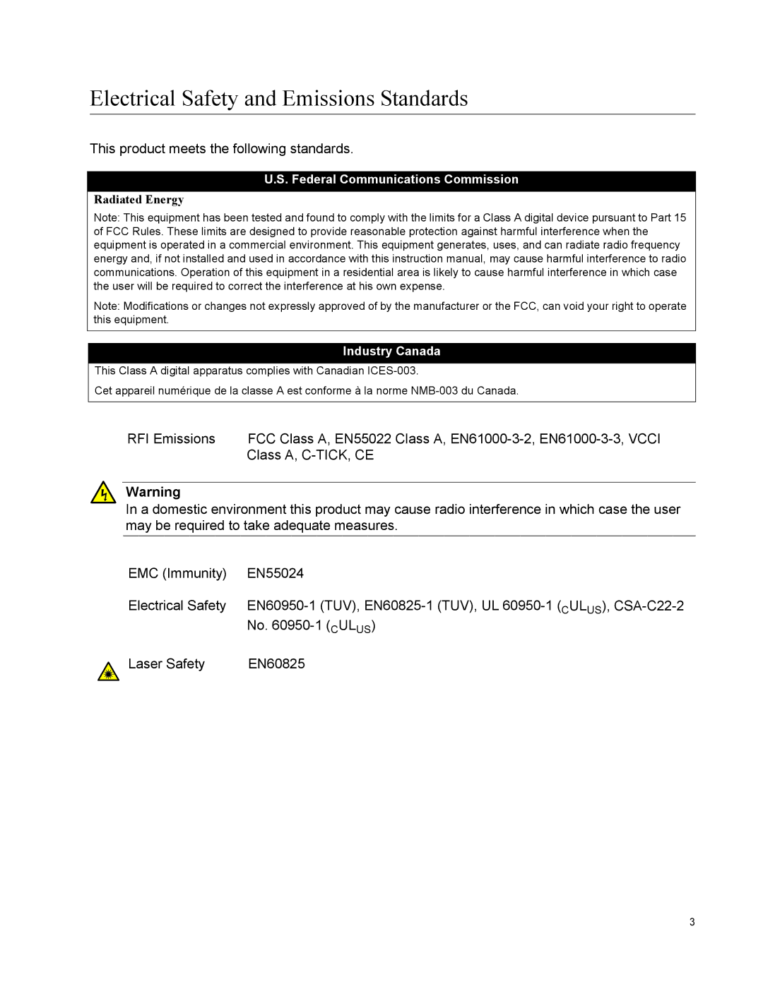 Allied Telesis X610-48TS-POE+, X610-48TS/X, X610-24TS-POE+, X610-24SPS/X manual Electrical Safety and Emissions Standards 