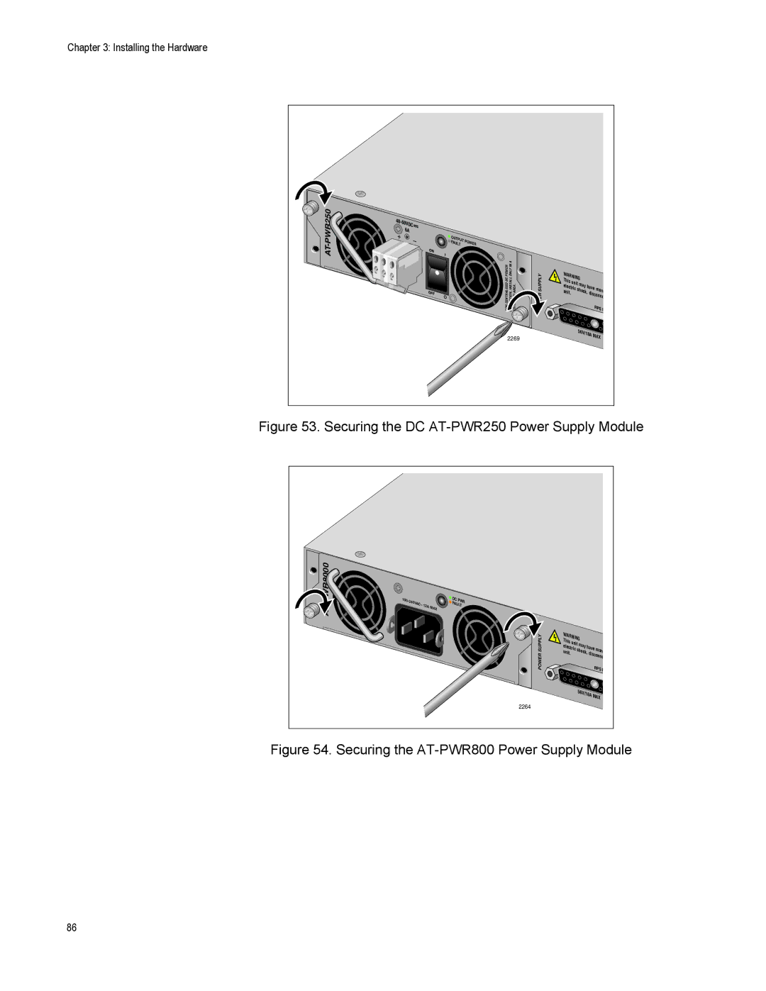 Allied Telesis X610-24TS/X-POE+, X610-48TS-POE+, X610-48TS/X, X610-24TS-POE+ Securing the DC AT-PWR250 Power Supply Module 