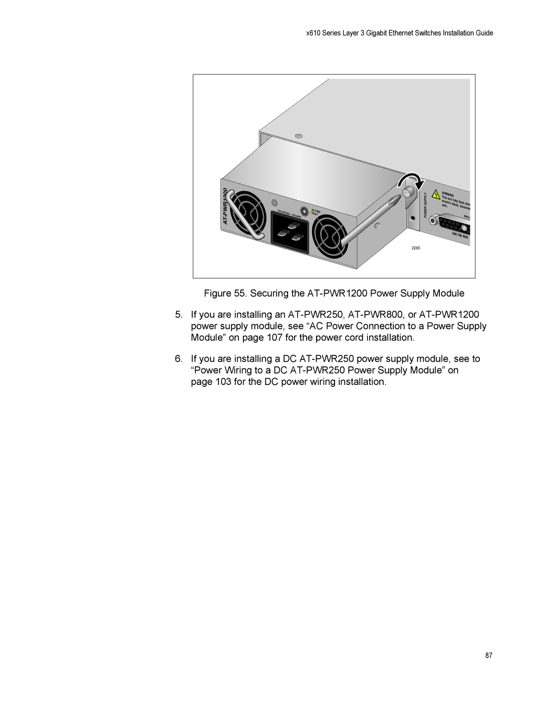 Allied Telesis X610-48TS-POE+, X610-24TS-POE+, X610-24SPS/X, X610-24TS/X-POE+, X610-48TS/X-POE+ manual ATPWR1200 