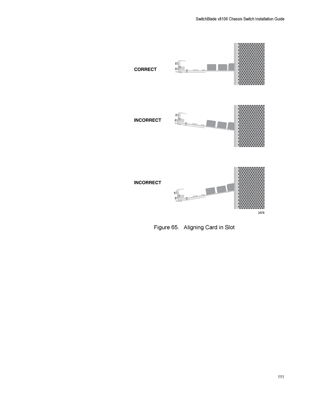 Allied Telesis X8106 manual Aligning Card in Slot 