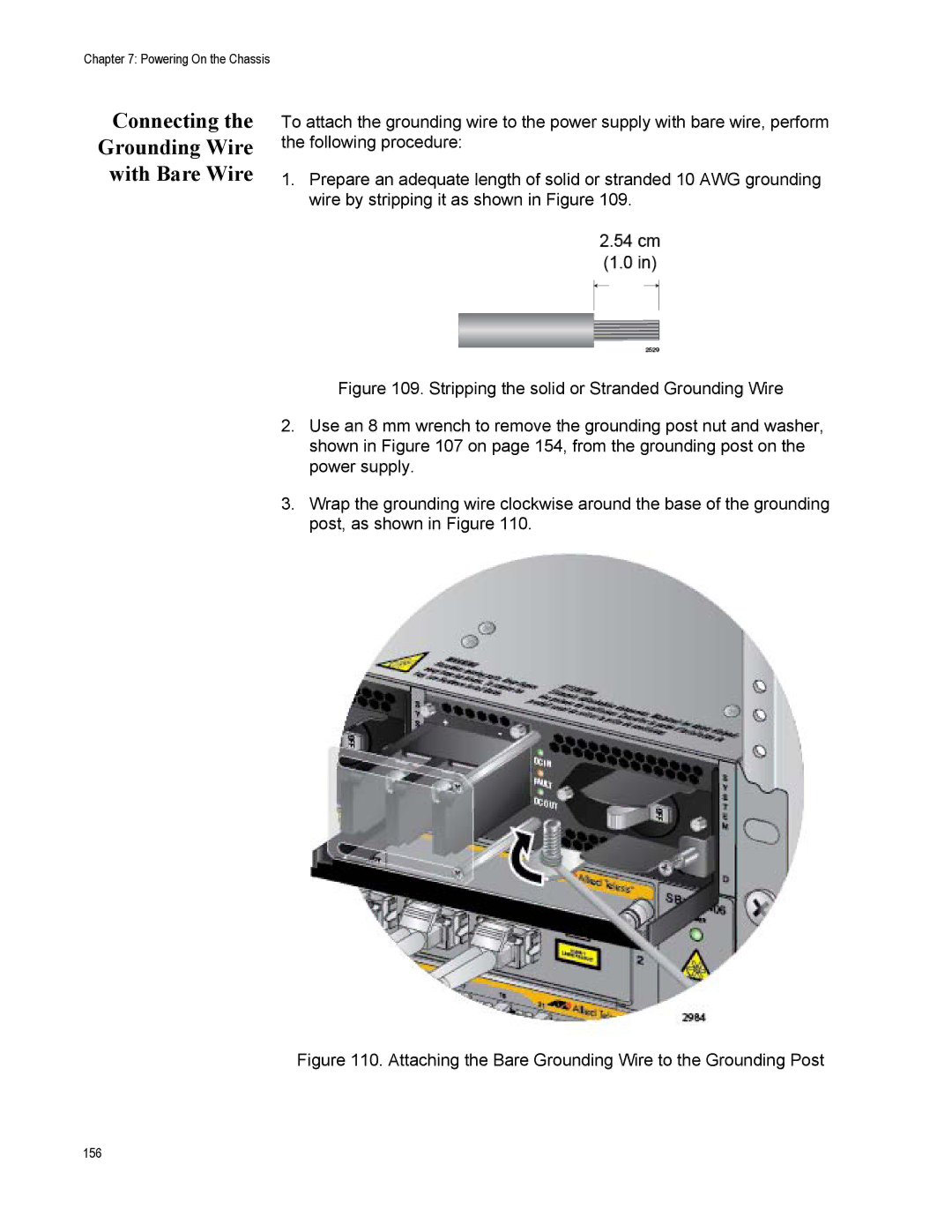 Allied Telesis X8106 manual Connecting Grounding Wire With Bare Wire 