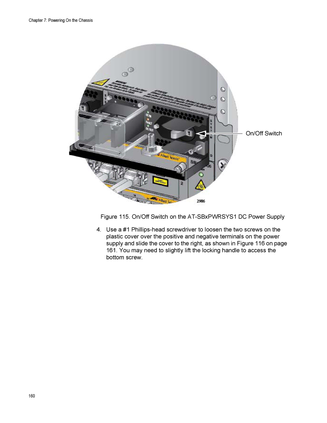 Allied Telesis X8106 manual On/Off Switch 