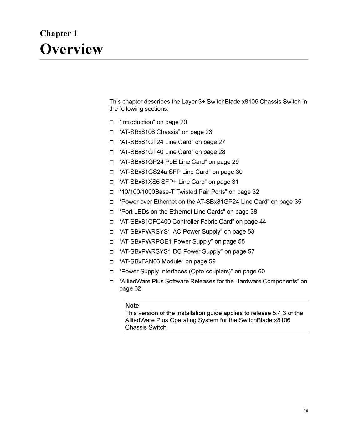 Allied Telesis X8106 manual Overview, Chapter 