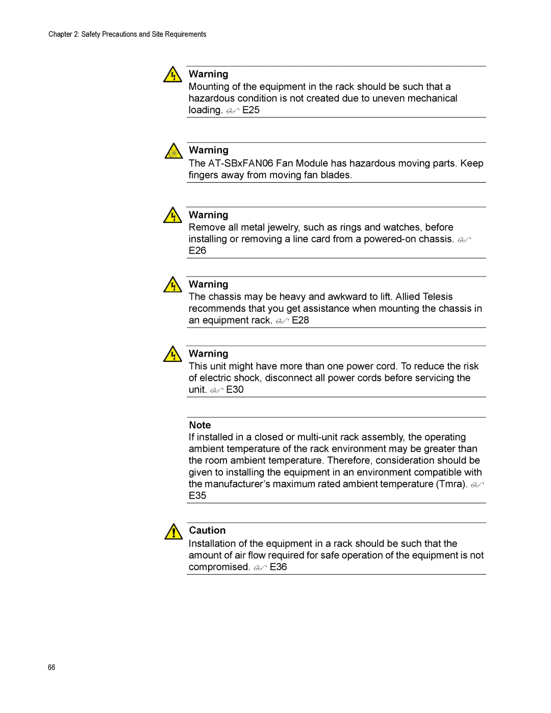 Allied Telesis X8106 manual Safety Precautions and Site Requirements 