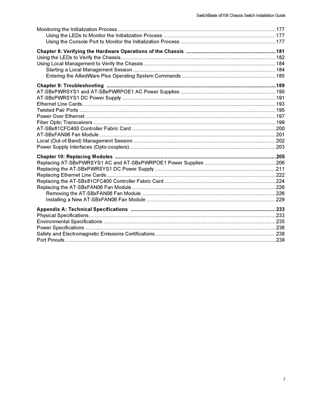 Allied Telesis X8106 manual 181 