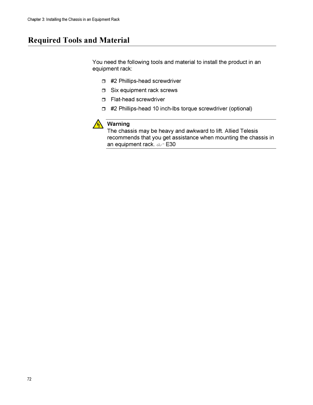 Allied Telesis X8106 manual Required Tools and Material 