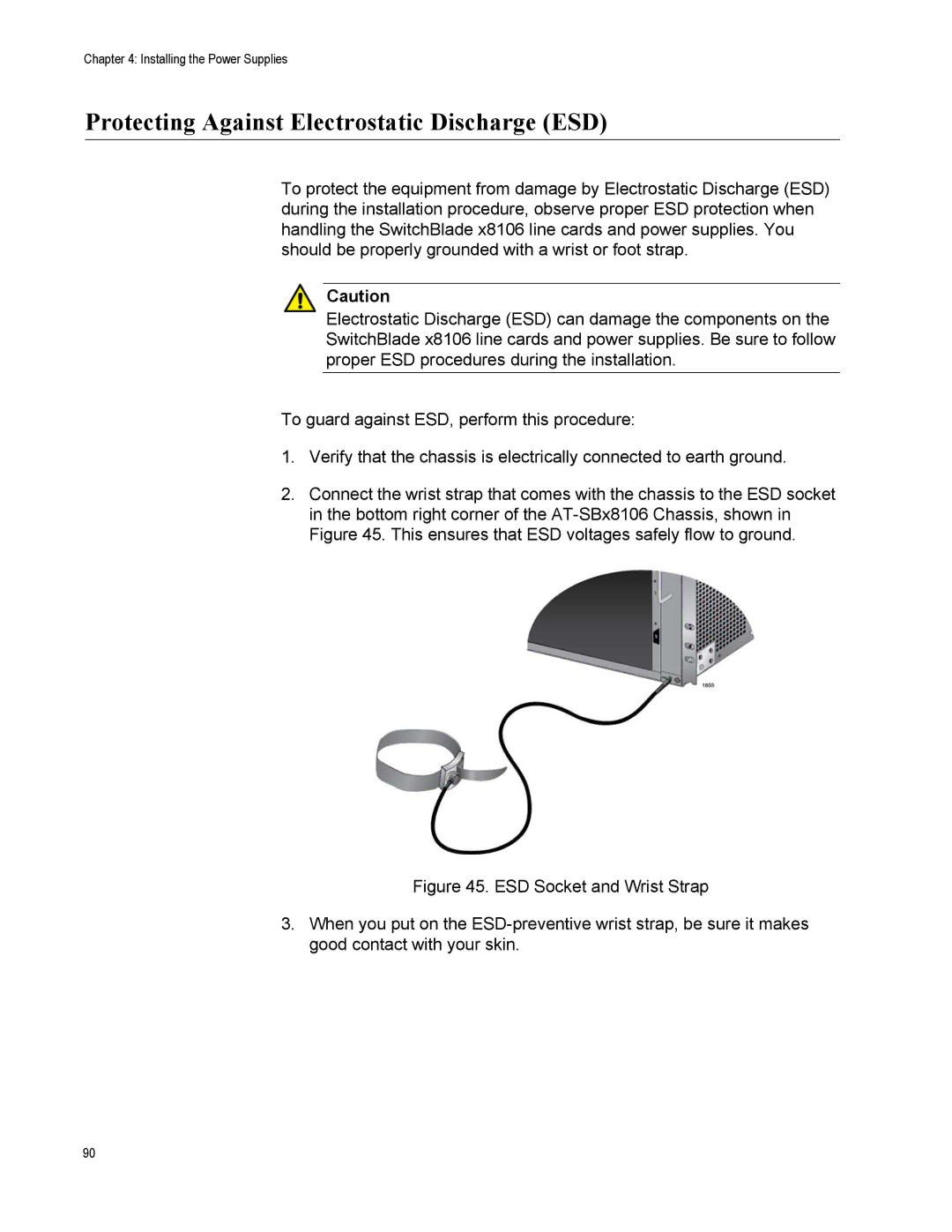 Allied Telesis X8106 manual Protecting Against Electrostatic Discharge ESD 