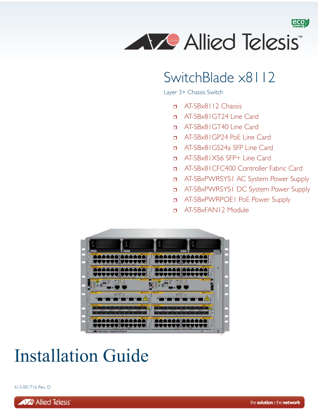 Allied Telesis X8112 manual Installation Guide 