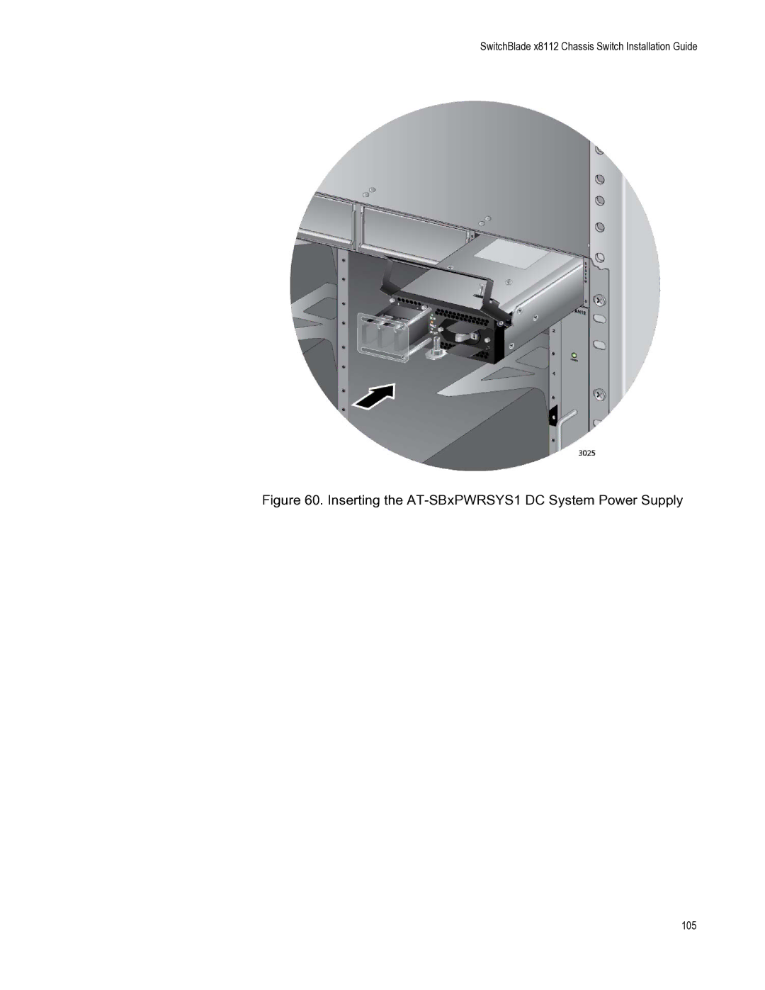 Allied Telesis X8112 manual Inserting the AT-SBxPWRSYS1 DC System Power Supply 