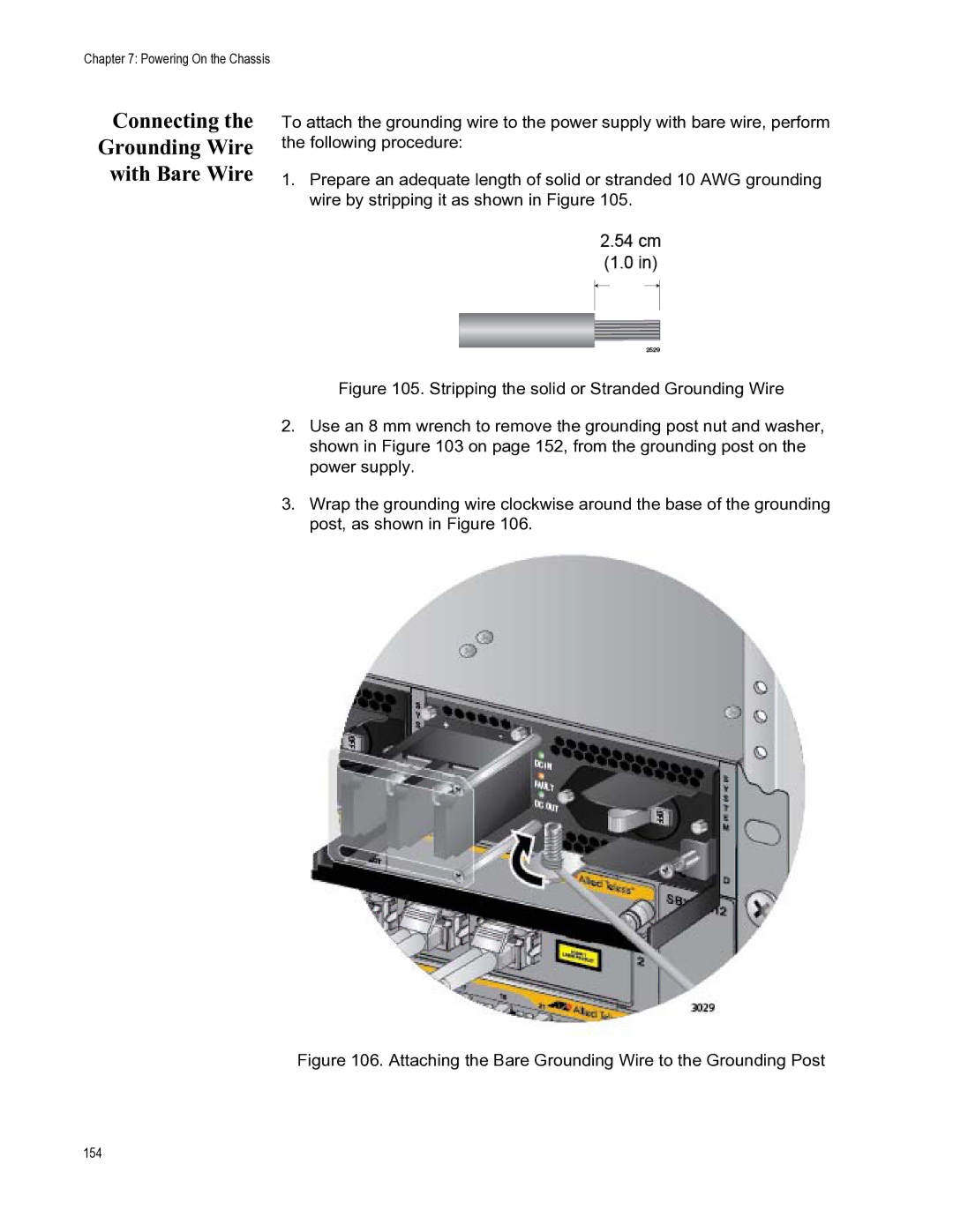 Allied Telesis X8112 manual Connecting Grounding Wire With Bare Wire 